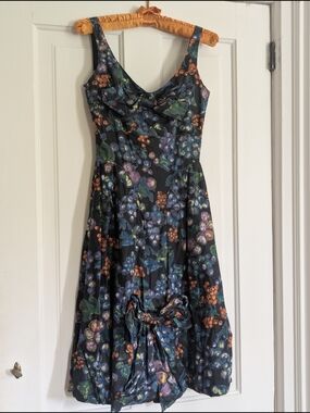 Vintage Miss Elliette Berry Print Dress XS 25" Waist